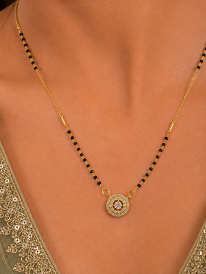 Classic Black Bead Halo Mangalsutra