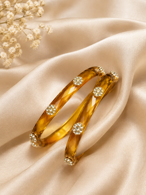 Viyan Mustard Radiance Crystal Bangles