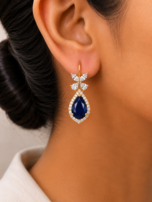 Armina Sapphire Butterfly Teardrop Earrings