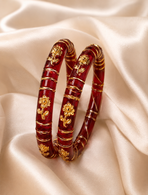 Mehr Red Flora Designer Bangles