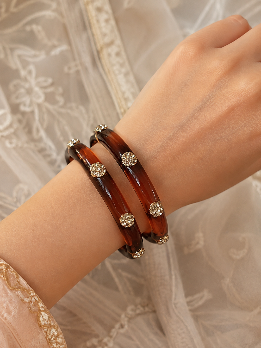 Viyan Brown Radiance Crystal Bangles