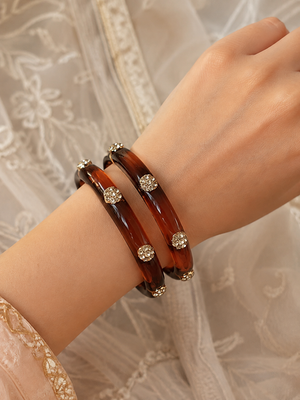 Viyan Brown Radiance Crystal Bangles