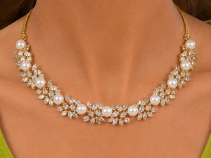 Tyasha Pearl Blossom Crystal Necklace Set