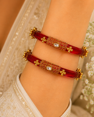 Jhankaar Regal Elegance Kundan Bangles (Set of 2 pcs)