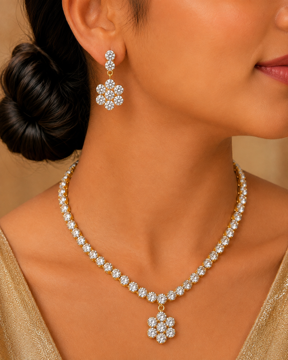 Darpan Golden Necklace Set