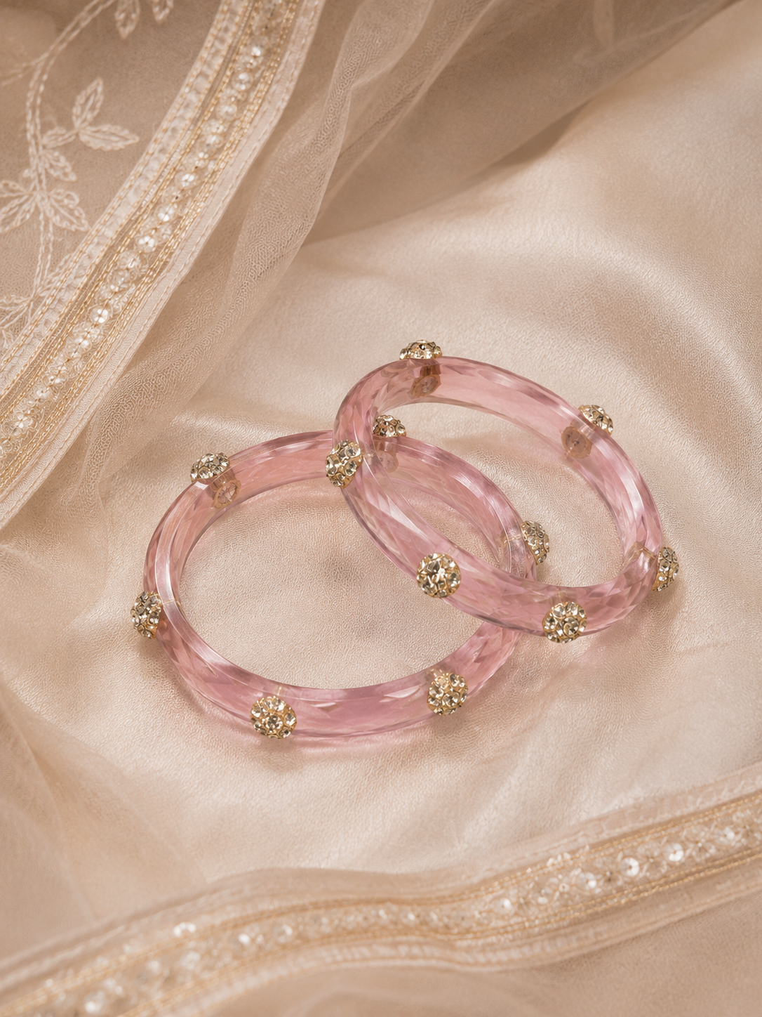 Viyan Lt. Pink Radiance Crystal Bangles