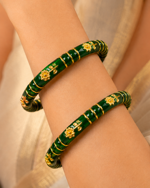 Mehr Emerald Flora Designer Bangles
