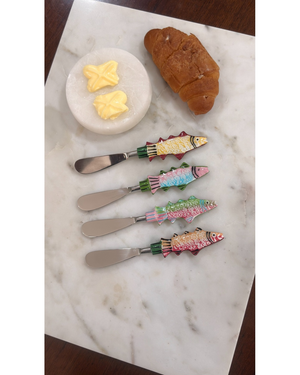Hand-Painted Fish Cheese Spreader Knives (Set of 4)