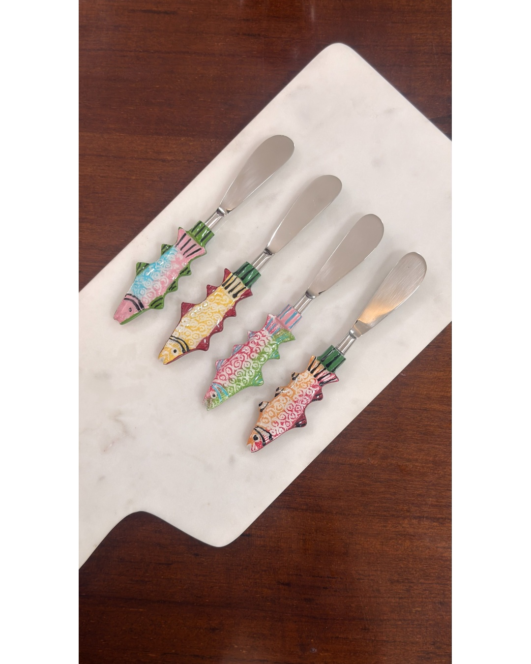 Hand-Painted Fish Cheese Spreader Knives (Set of 4)