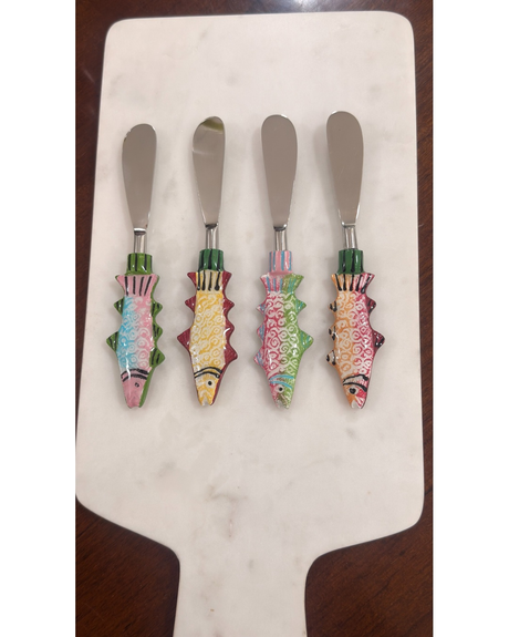 Hand-Painted Fish Cheese Spreader Knives (Set of 4)
