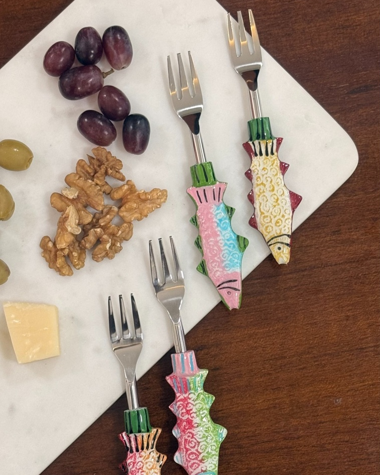 Hand-Painted Fish Appetizer Forks (Set of 4)
