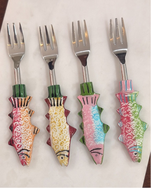 Hand-Painted Fish Appetizer Forks (Set of 4)