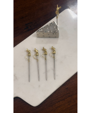 Mouse Cheese Picks Set with Stand (Set of 7)