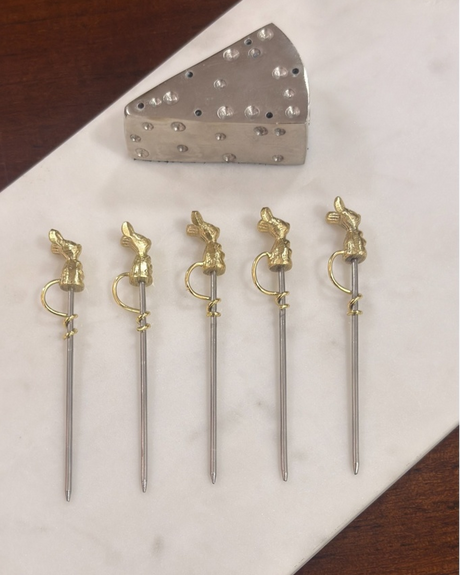 Mouse Cheese Picks Set with Stand (Set of 7)