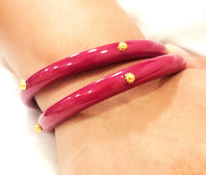 Sneh Acrylic With Brass Plated  One flower Bangles