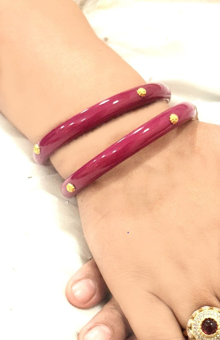 Sneh Acrylic With Brass Plated  One flower Bangles