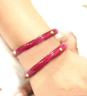 Sneh Acrylic With Brass Plated  One flower Bangles