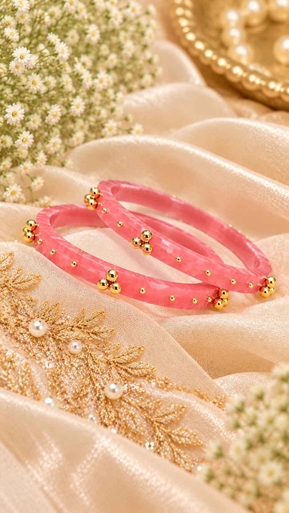 Peach Ghungroo Bangles