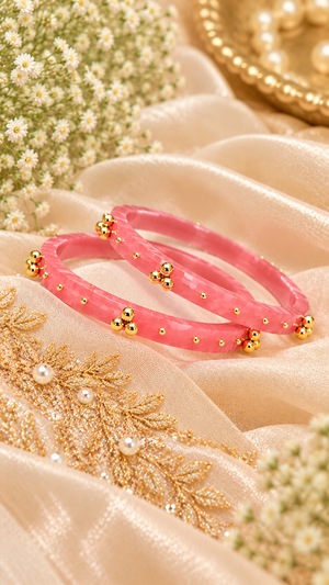 Peach Ghungroo Bangles
