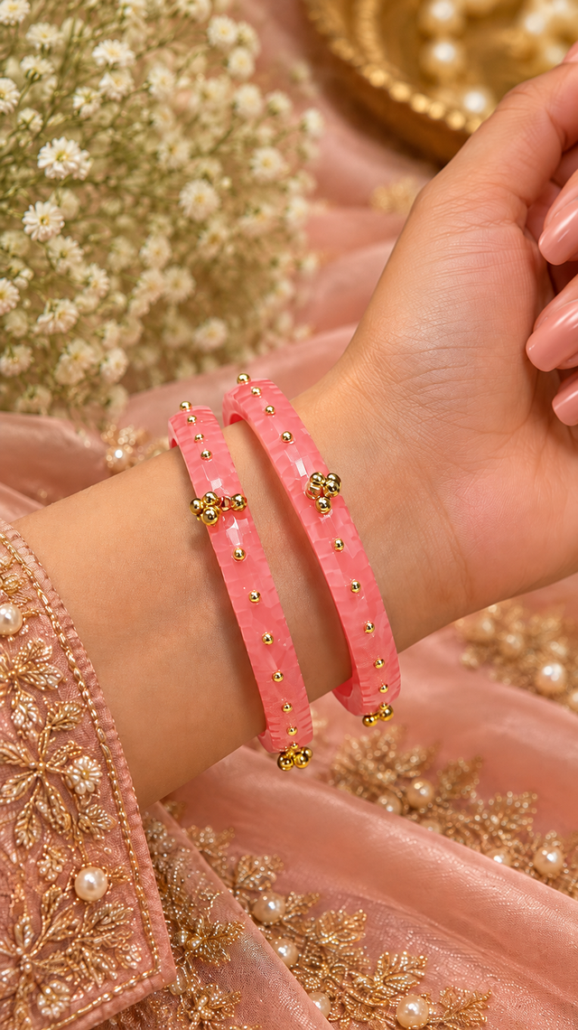Peach Ghungroo Bangles