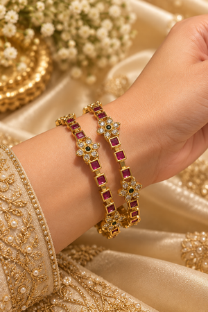 Maharani Floral Ruby Bangles
