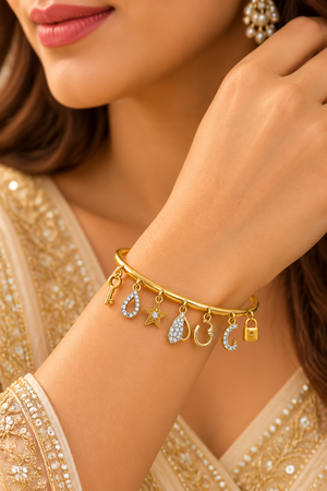 Gold-Tone Crystal Charm Bracelet