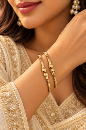 Golden Textured Bangles – Set of 2