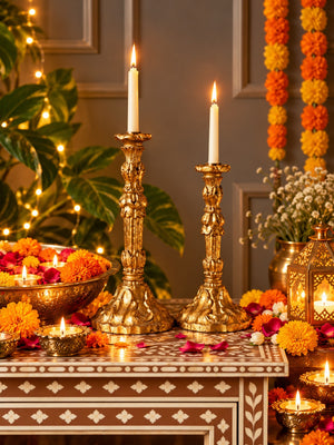 Candle Holders - Radiant Gold Foil Allure - Diwali decor