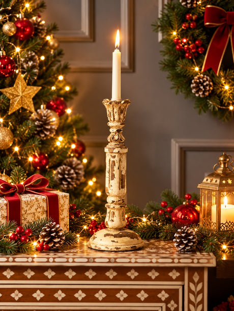 Candle Holders - Cottage Charm in Rustic Finish - Christmas decor
