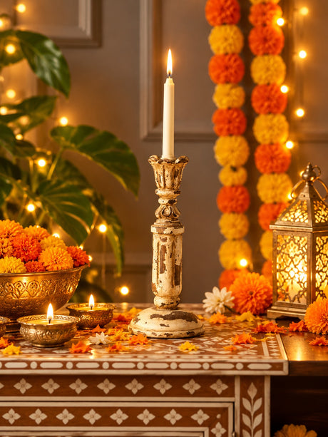 Candle Holders - Cottage Charm in Rustic Finish - Diwali decor