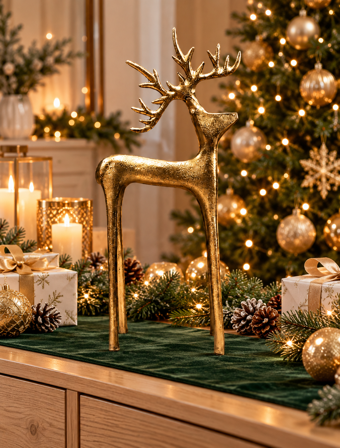 Golden Reindeer Christmas Décor - Christmas decor
