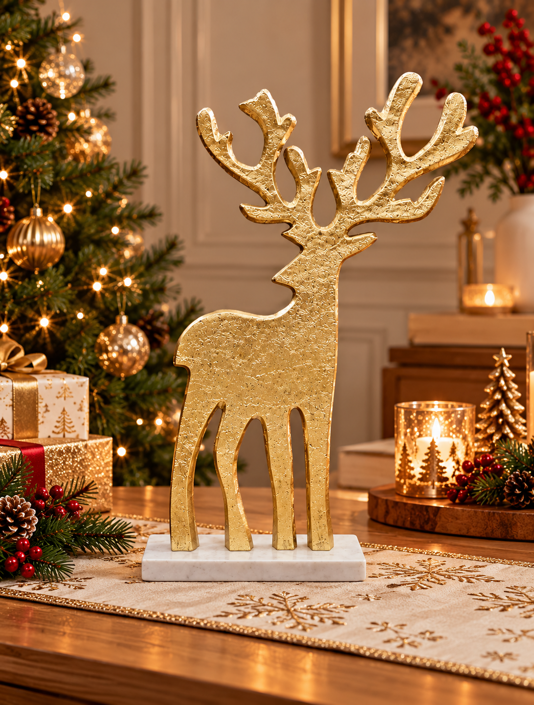 Aurelia Golden Reindeer Sculpture - Christmas decor