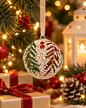 Mistletoe Luxe Beaded Christmas Bauble - Christmas decor