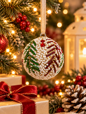 Mistletoe Luxe Beaded Christmas Bauble - Christmas decor