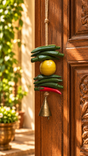 Traditional Lemon & Chilli Door Hanging with Brass Bell