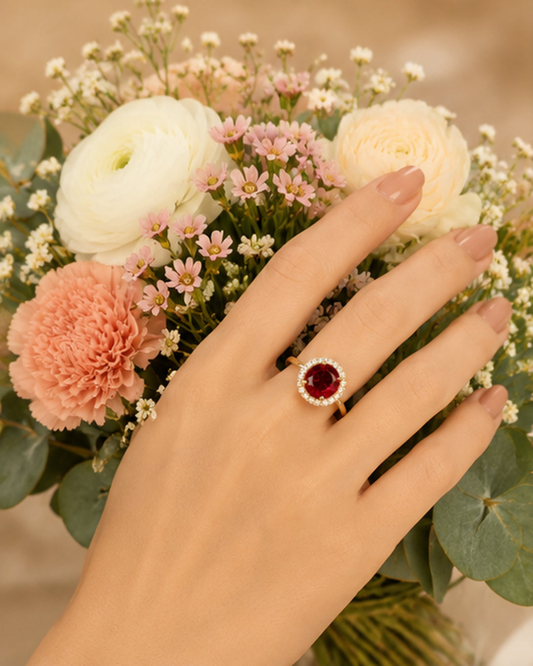 Alina Red Emerald Spark Ring