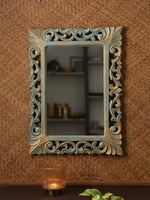Mirror - Green Vintage style MDF with golden details & distress finish