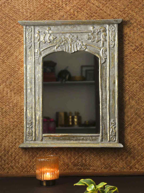 Grey and Gold French style MDF mirror in distress finish MIRROR by ReviveHome