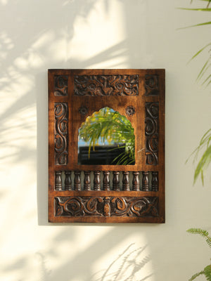 Walnut finish Antique look wooden mirror