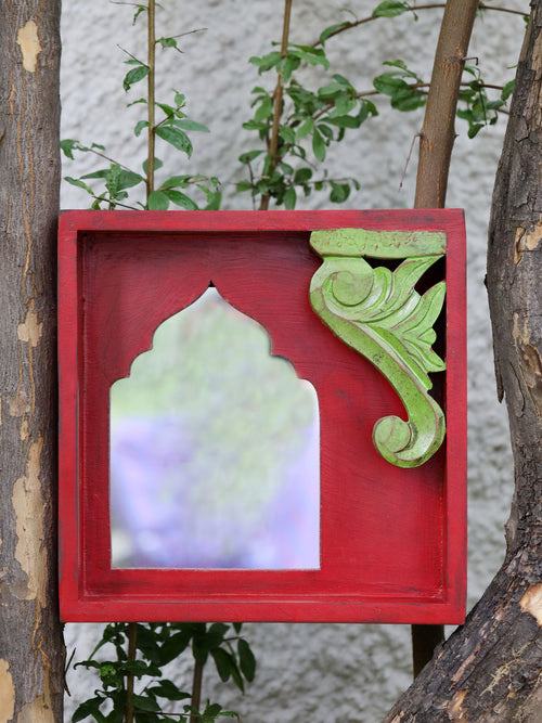 antique red and green mirror revive home