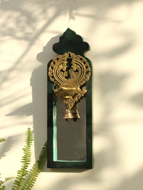 Mirror - Distress Finish with Brass Bell Diya