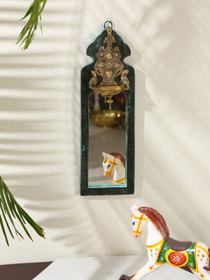 Distress Finish Mirror with Brass Diya Style WALL MIRROR