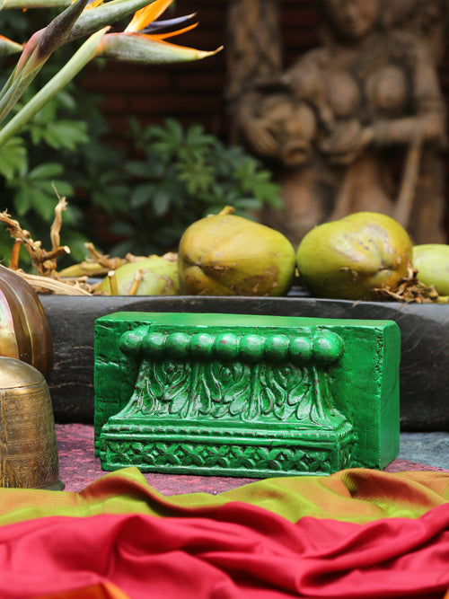 green Carved Wooden Block by revivehome
