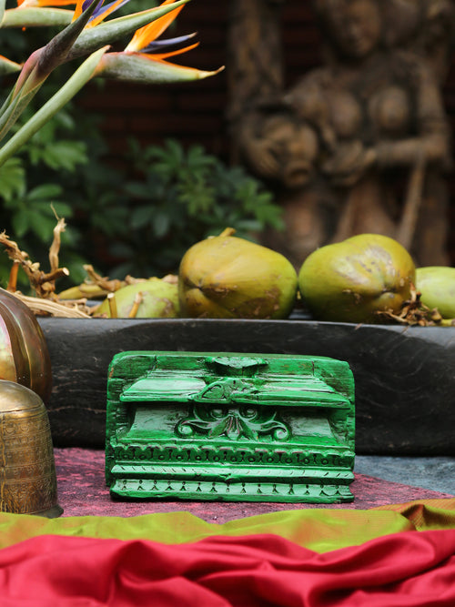 Carved green Wooden Block by revivehome
