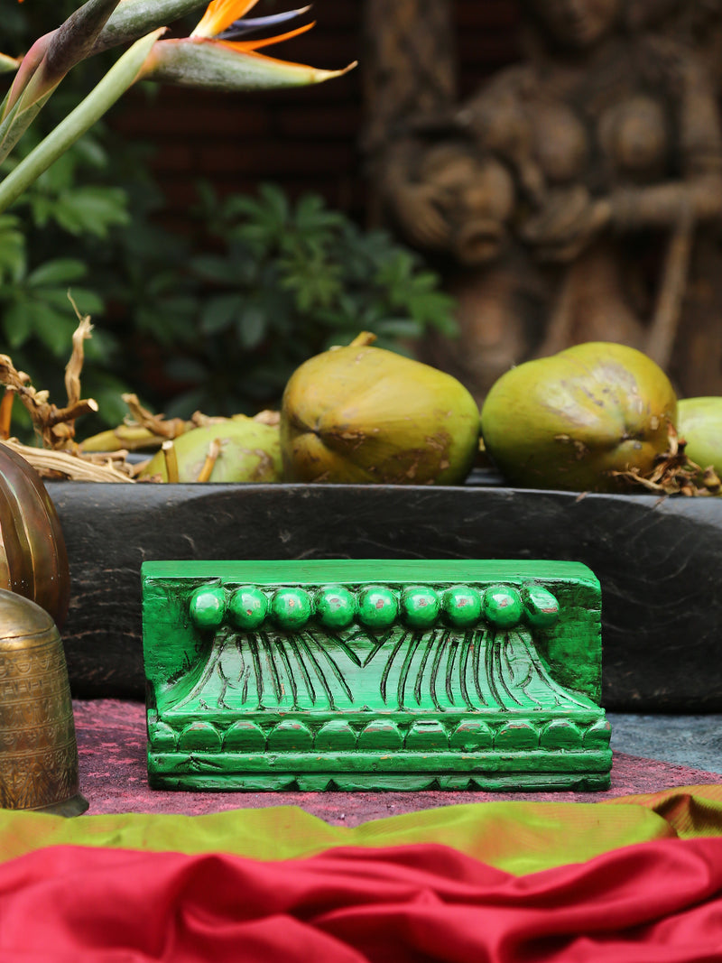 Carved Wooden Block GREEN BOX by revivehome