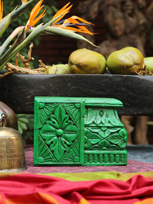 Carved Wooden green Block by ReviveHome