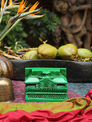 Carved Wooden Block green  WOODEN BOX by revivehome