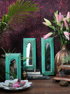Mehrab Mirror Design Set of 3 green