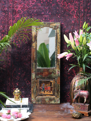 Wooden Vintage Panel Frame with mirror (One of One)