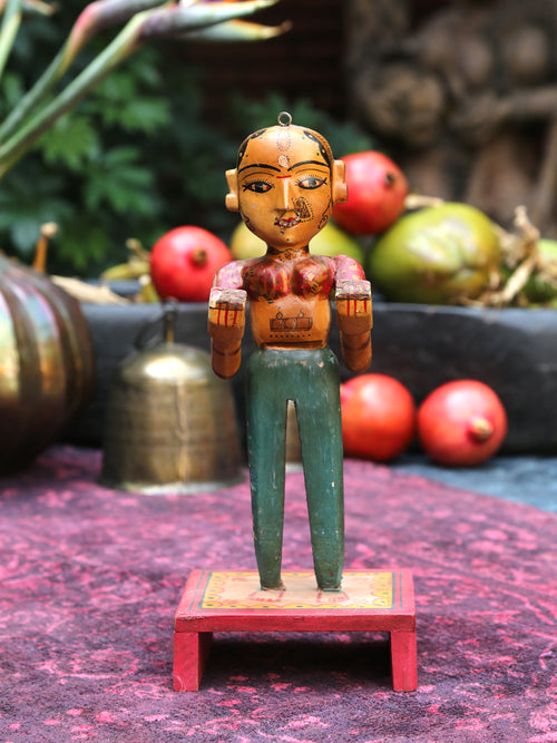 Vintage Gangaur Wooden Doll